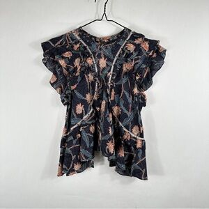 Isabel Marant Floral Ruffle Sleeve Top | Size 38 | US Size 6